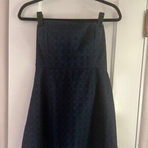NWOT Vineyard Vines Navy Eyelet Strapless Dress Size 8